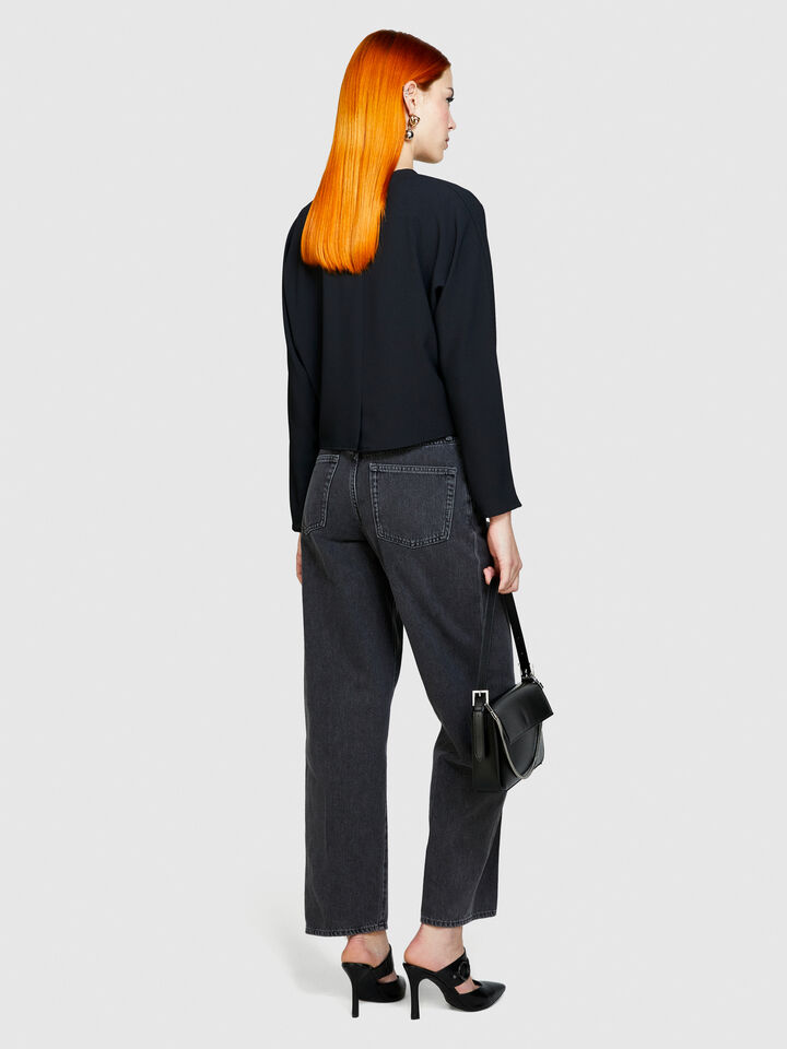 Blouse with crisscross - women's blouses - Black | Sisley image number 3